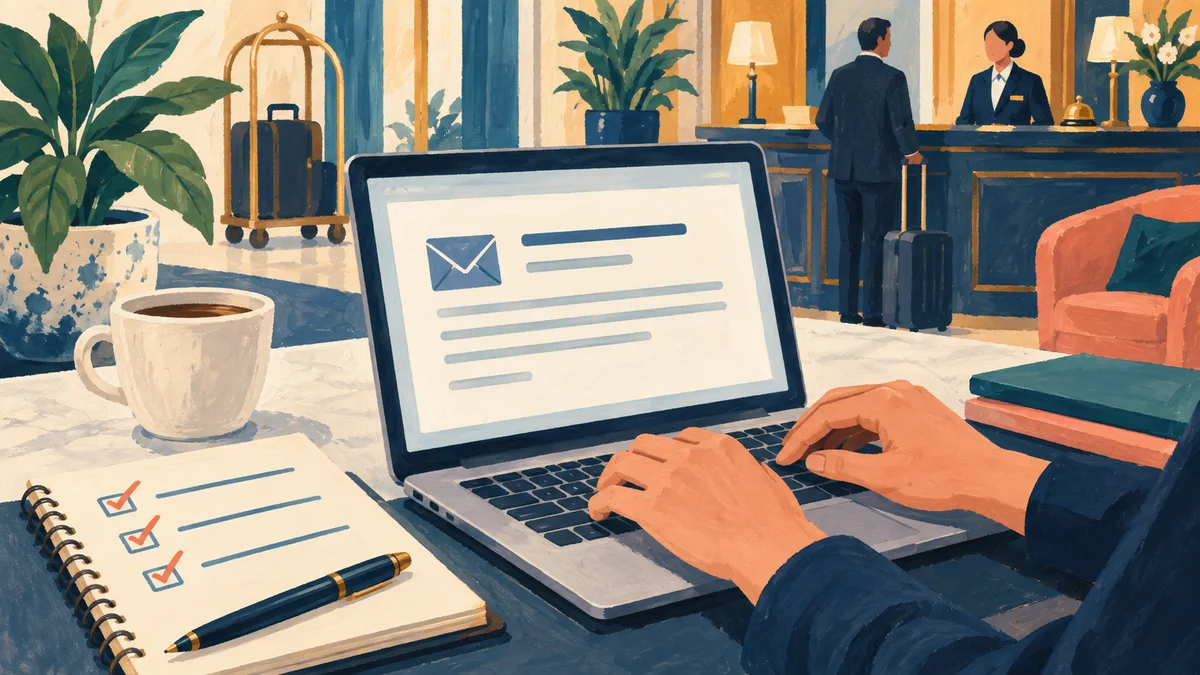 Writing a follow-up email beside interview notes